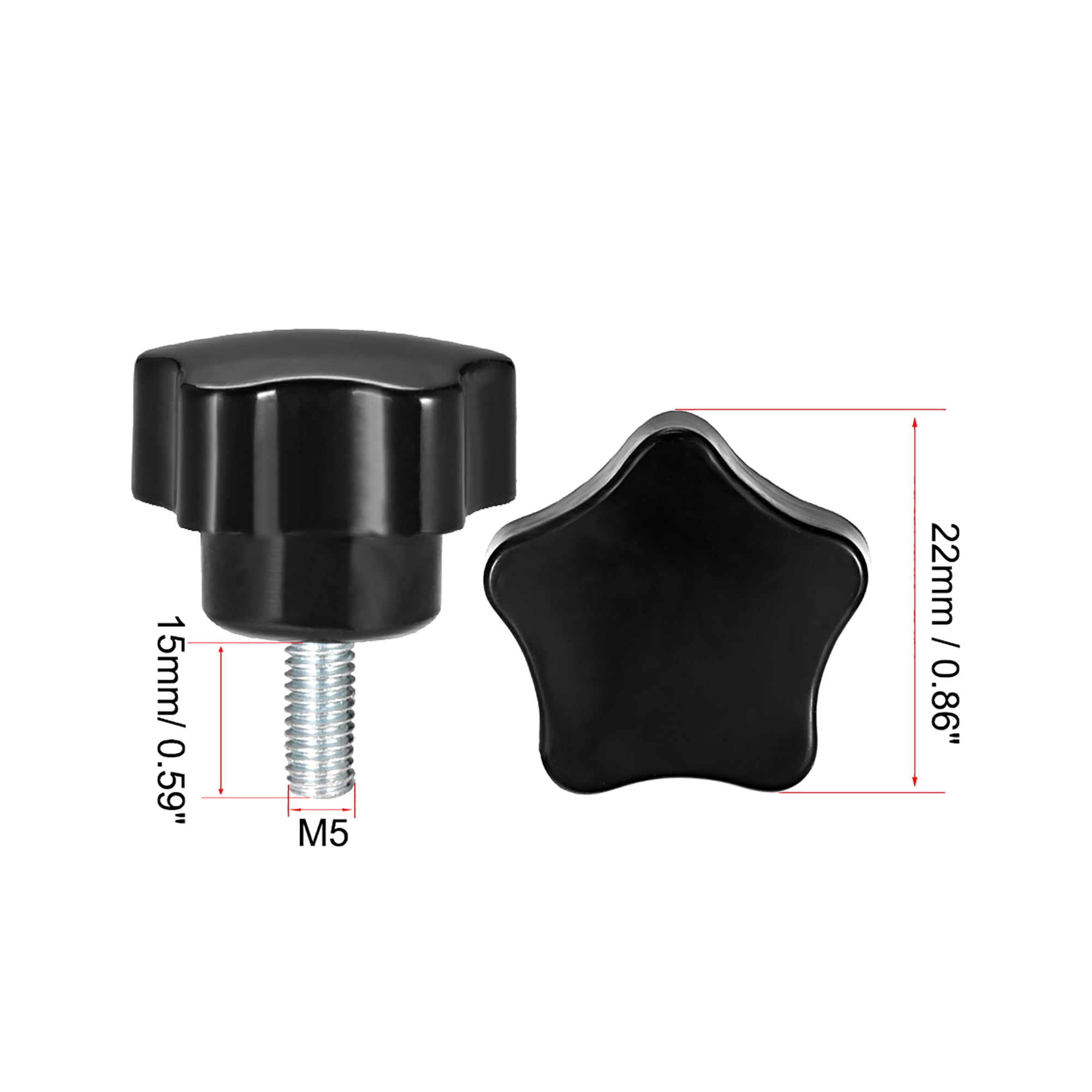 10 Pcs Star Knobs Grips M5 x 15mm Male Thread Steel Zinc Stud