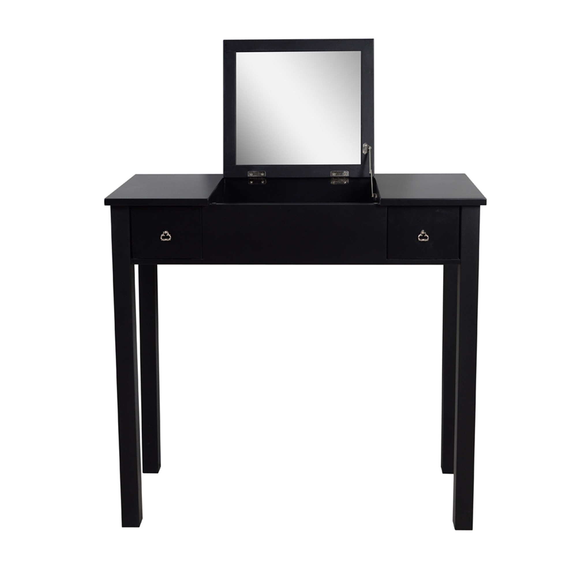 Resenkos Makeup Vanity with Flip-top Dressing Mirror, Small Computer Desk Home Office Desk for Writing Study Bedroom, Black