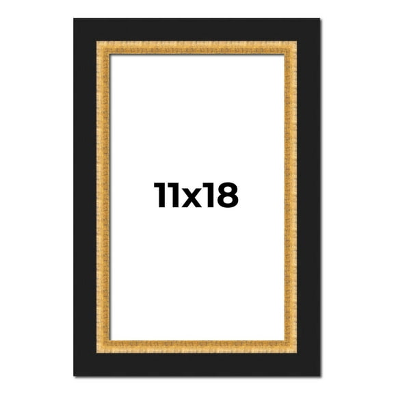 11x18 Frame Gold Real Wood Picture Frame Width 2.25 Inches | Interior Frame Depth 0.5 Inches |