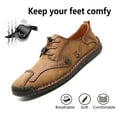 thumbnail image 2 of Mens Leather Casual Shoes Lightweight Breathable Walking Shoes Comfortable Retro Loafers Driving Office Outdoor Brown 7 US, 2 of 7