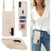 for Samsung Galaxy S24 Plus Case with Card Holder and Strap for Women,Crossbody Lanyard,Stand Ring Kickstand,Snap Clasp,Phone Wallet Cases 6.7 inch(Beige)
