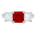 thumbnail image 7 of Three-Stone Engagement Ring for Women - 4ct Natural Garnet in 14K White Gold Promise Ring, 7 of 7