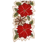 Christmas Floral Table Runner, Handmade Table Runner, Velvet Flower Table Runner, Beaded Table Runner 13X36 Inches