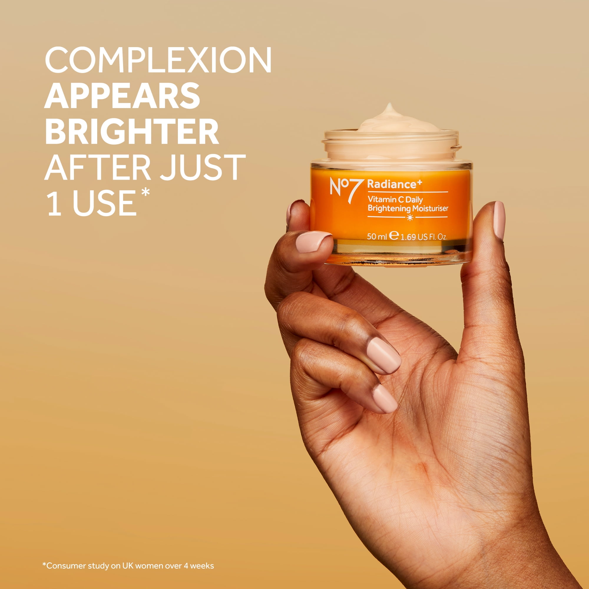 No7 Radiance+ Vitamin C Daily Brightening Face Moisturizer for Dull Skin, All Skin Types, 1.69 oz