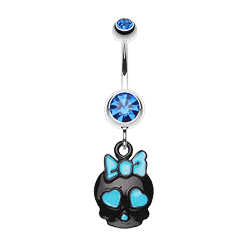 Charming Skull Charm Belly Button Ring