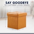 thumbnail image 2 of Ornavo Home 15 Inch Square Storage Ottoman Cube, Tufted Square Faux Leather Storage Ottoman Chest, Footrest, Toy Chest Ottoman with Storage - (Cognac), 2 of 7