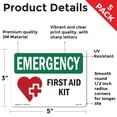 thumbnail image 2 of First Aid Kit With Symbol OSHA Emergency Vinyl Decal Label 5 Inch x 3.5 Inch - 5 Pack, 2 of 6