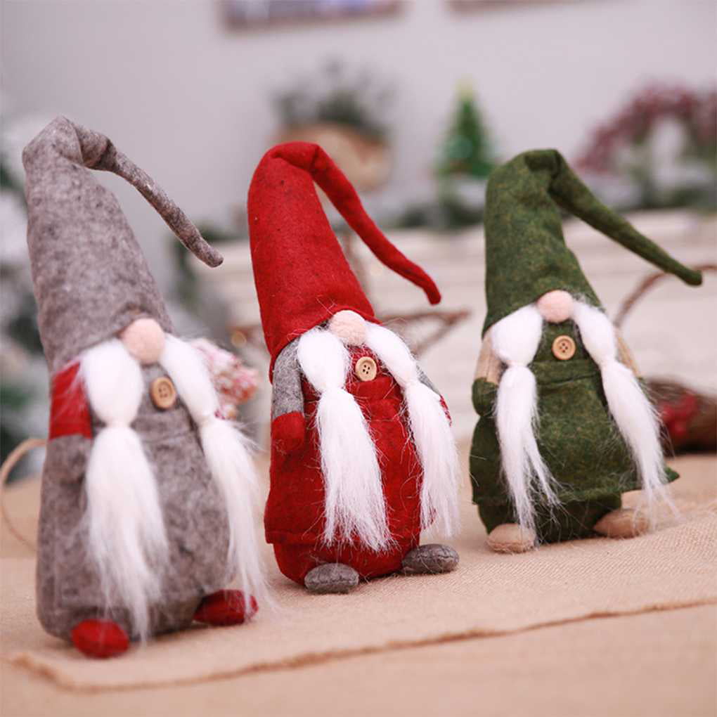 Beard Braid Button Christmas Tree Xmas Gnome Tumbler Standing Clothes Santa Toy Doll Hanging Wizard Wall Miaomiaogo