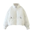 thumbnail image 5 of Hfyihgf Women's Winter Long Sleeve Zip Cropped Puffer Jackets Stand Collar Baggy Short Padded Coats with Pockets(White,L), 5 of 8