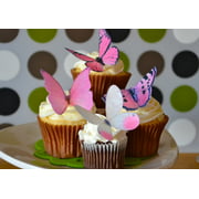 Edible Butterflies © -Large Pink Set of 12 - Cake and Cupcake Toppers, Decoration