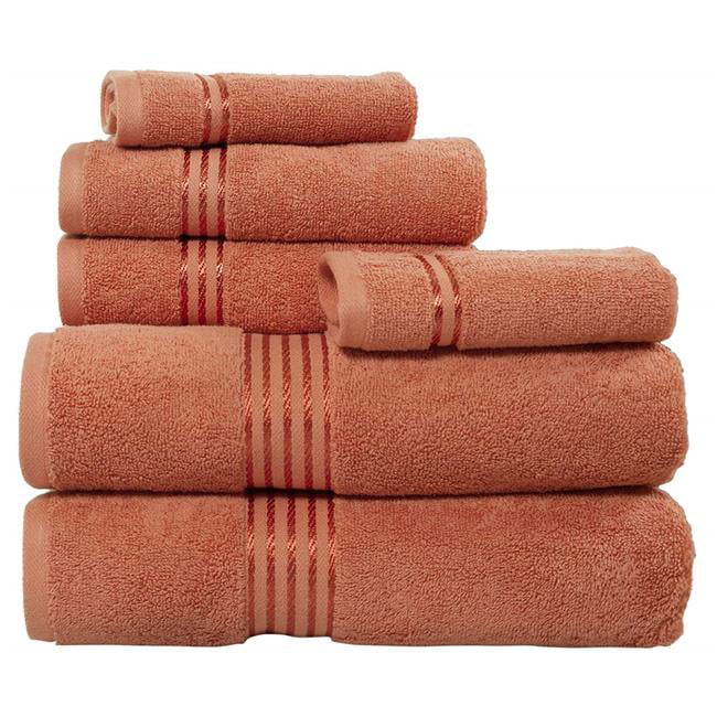 Bedford Home 100 Percent Cotton Hotel 6 Piece Towel Set Brick
