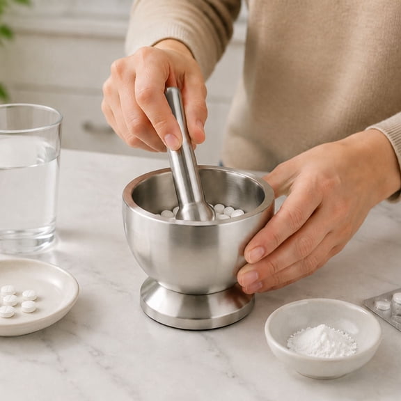 Premium Brand 304 Stainless Steel Mortar and Pestle Set, Heavy Duty Pill Crusher Grinder for Fine Powder, Medicine, Herbs, Spices & Pet Pills