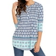 thumbnail image 5 of ZXSXSY Women Floral Print 3/4 Sleeve Buttons Pleated Front Blouse, 5 of 7