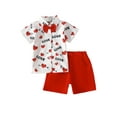 thumbnail image 1 of Diconna Tenues de la Saint-Valentin pour Garçons, Ensemble de Vêtements 2 Pcs avec Haut à Manches Courtes avec Nœud Papillon et Shorts Rouges, 1 of 8