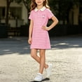 thumbnail image 6 of Striped Polos Dresses Girls Straight Loose Casual School Dress Short Sleeve Shift Preppy Clothes Pink, Size 3 Y, 6 of 6