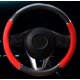 thumbnail image 3 of Protector mediano para volante de coche, patrón de media luna de lichi, grano de madera, estilo de coche de 15 pulgadas, color rojo, 3 of 4