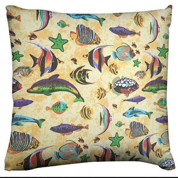 Cotton Fish Aquarium Animal Print Decorative Throw Pillow/Sham Cushion Cover