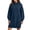 Navy 20, variant on Karymi Spring Dresses Solid Oversized Hoodie Dress, V Notch Neck Lantern Puff Long Sleeve Kangaroo Pocket Elastic Hem Sweatshirt Tunic Dress