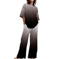 thumbnail image 2 of Ensembles de Pyjama pour Femmes Adapté Été Col Rond Manches Courtes Imprimé Floral Haut Chemise avec Pantalon Grande Taille 2 Ensembles S, 2 of 5
