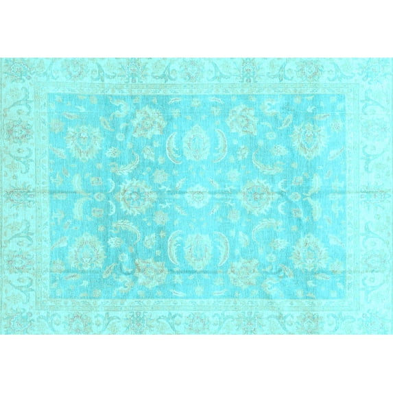 Ahgly Company Indoor Rectangle Oriental Light Blue Traditional Area Rugs, 5' x 8'