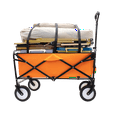 thumbnail image 3 of Foldable Wagon Cart with Strapping System, Utility Wagon Grocery Cart with Adjustable Handle for Camping Shopping Sports Gardeing, All-Terrain Wheels, 225lbs Capacity, Orange, 3 of 9
