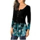 thumbnail image 3 of Puntoco Moda Mujer Cuello Redondo Botones Impresos Manga Larga Dobladillo Asimétrico Top Puntoco Puntoco-2569, 3 of 6