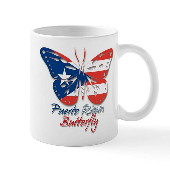 CafePress - Puerto Rican Butterfly Mug - 11 oz Ceramic Mug - Novelty Coffee Tea Cup