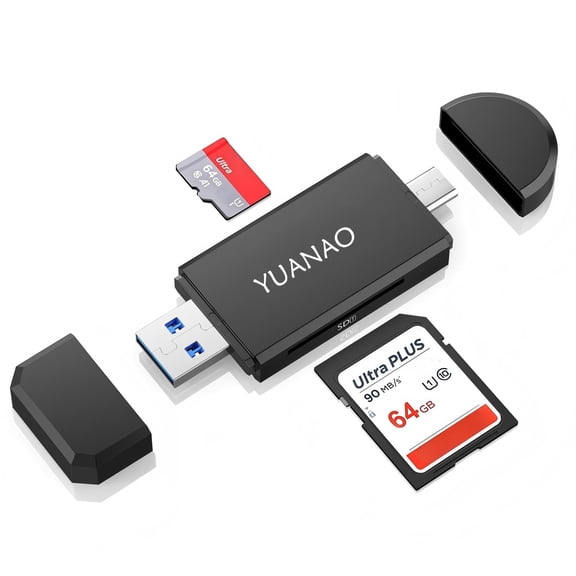SD Card Reader, USB 3.0 & USB C Dual Slots Micro SD Card Adapter, Memory Card Reader for SD, SDHC, SDXC, microSDHC, microSDXC | Compatible with iPhone 17/16/15 Series, Android, Windows/macOS