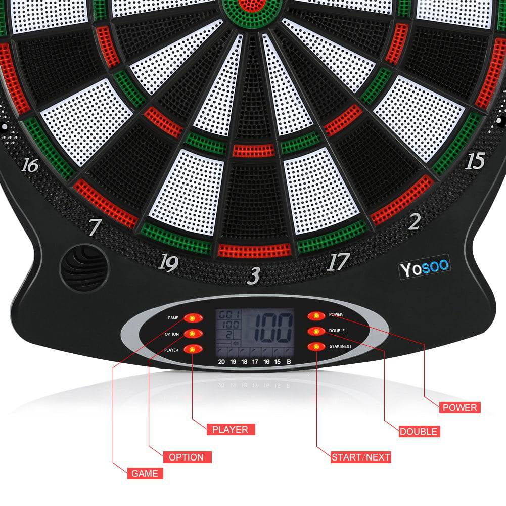 Electronic Dartboard LCD Display 38cm Target Face Target Board 6 Soft Tip Darts 