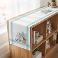 thumbnail image 6 of Aqua Coastal Table Runner, Nautical Seashells Coral Leaves Stripes Washable Cotton Linen Table Runners 90 Inches Long, Dresser Scarf Runner for Dining/Coffee/Kitchen/Hallway Tables 13''x90'', 6 of 9