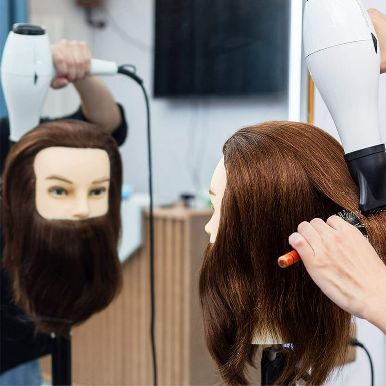 HAIREALM Male Mannequin Head With 100% Human Hair Practice Hairdresser  Cosmetology Training Doll Head for Hair Styling (Table Clamp Stand  Included) HF0408S WITH-BEARD 