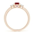 thumbnail image 2 of ANGARA Natural Classic Ruby and Diamond Three Stone Engagement Ring in 14K Rose Gold for Women (Size-5mm) | July Birthstone, Birthday, Anniversary, Jewelry Gift for Women | Natural Ruby Ring, 2 of 10