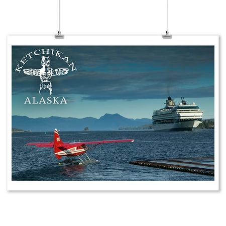 Ketchikan, Alaska - Float Plane & Cruise Ship - Lantern Press Photography (9x12 Art Print, Wall Decor Travel