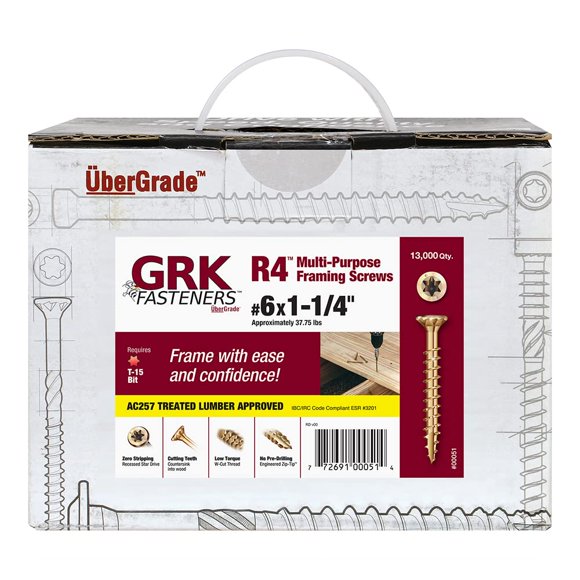 GRK 00051 #6 x 1-1/4" R4™ MULTI-PURPOSE SCREWS 13000 Count