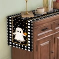 thumbnail image 2 of pdqouc Halloween Table Runner Linen Witch Bat & Cat Halloween Table Cloth Holiday Party Black Letter Printed Pumpkin Dust Décor Gift Home Decorations, 2 of 7