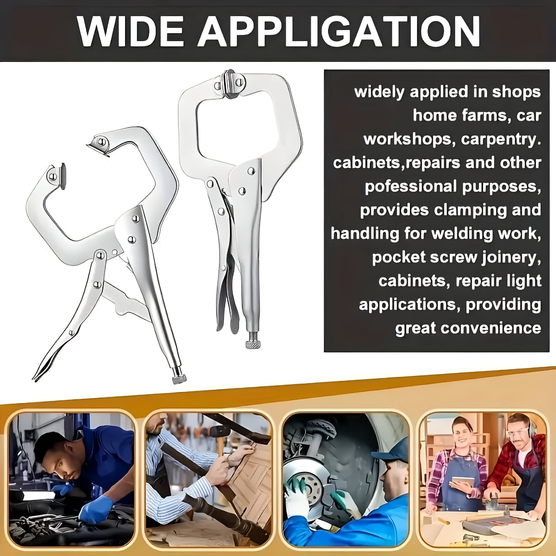 EXLEAF 2026 New 6 Inch C Clamp Locking, 4Pcs Heavy Duty Welding Clamps Pliers Set Vise Grip Clamps with Swivel Pad for Electrician Maintenance, Wood Working, Welding and Craftsmen Home Workshop