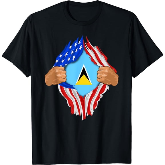 Saint Lucian Blood Inside Me | Saint Lucia Flag Gift T-Shirt