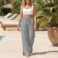thumbnail image 6 of Admvng Women's Cotton Pants Elastic Waist Summer Casual Straight Leg Trousers with Pockets, 6 of 9
