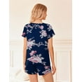 thumbnail image 3 of Ensemble de Pyjama 2 Pcs pour Femmes Manches Courtes Vêtements de Nuit Doux Col Rond Ensemble de Shorts Imprimés avec Poches P-TTG, 3 of 5