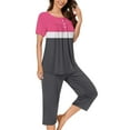 thumbnail image 2 of Aqestyerly Ensemble de Pyjama, Ensemble de Pyjama Décontracté pour Femmes avec Blouse à Manches Courtes et Col Rond et Pantalon à la Mode/rose Vif(L), 2 of 5