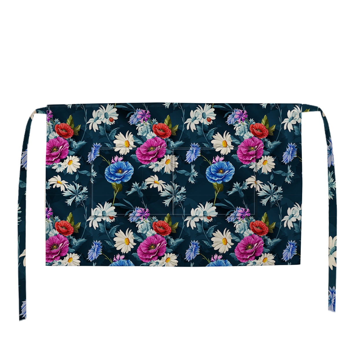 Waitress Waist Apron 2 Pockets Short Waterproof and Stain Resistant Premium Cotton Printed Apron 17 Styles