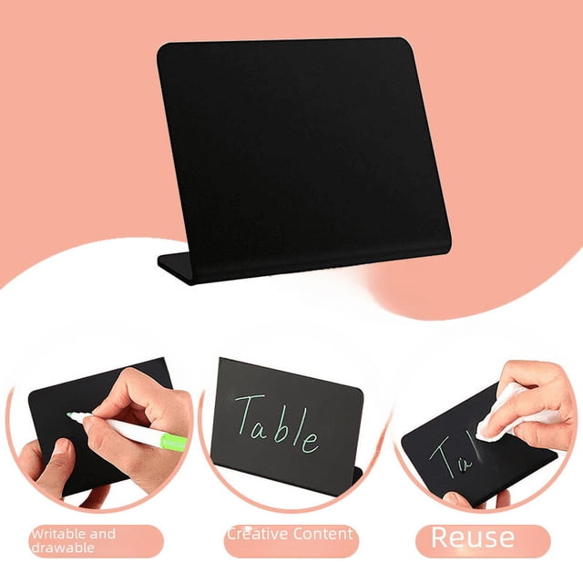 Mini letrero de escritorio con clip para etiquetas de precios, pizarra pequeña de plástico para fiestas, mesa de exhibición de escritorio, pizarra blanca pequeña en forma de L para el hogar