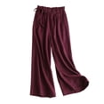 thumbnail image 2 of Summer Savings Clearance! Edvintorg High Waisted Pants For Women Summer Solid Retro Drawstring Side Frenulum Broad Leg Pants Casual Loose Plus Size Pants Trousers Women Wine L, 2 of 7