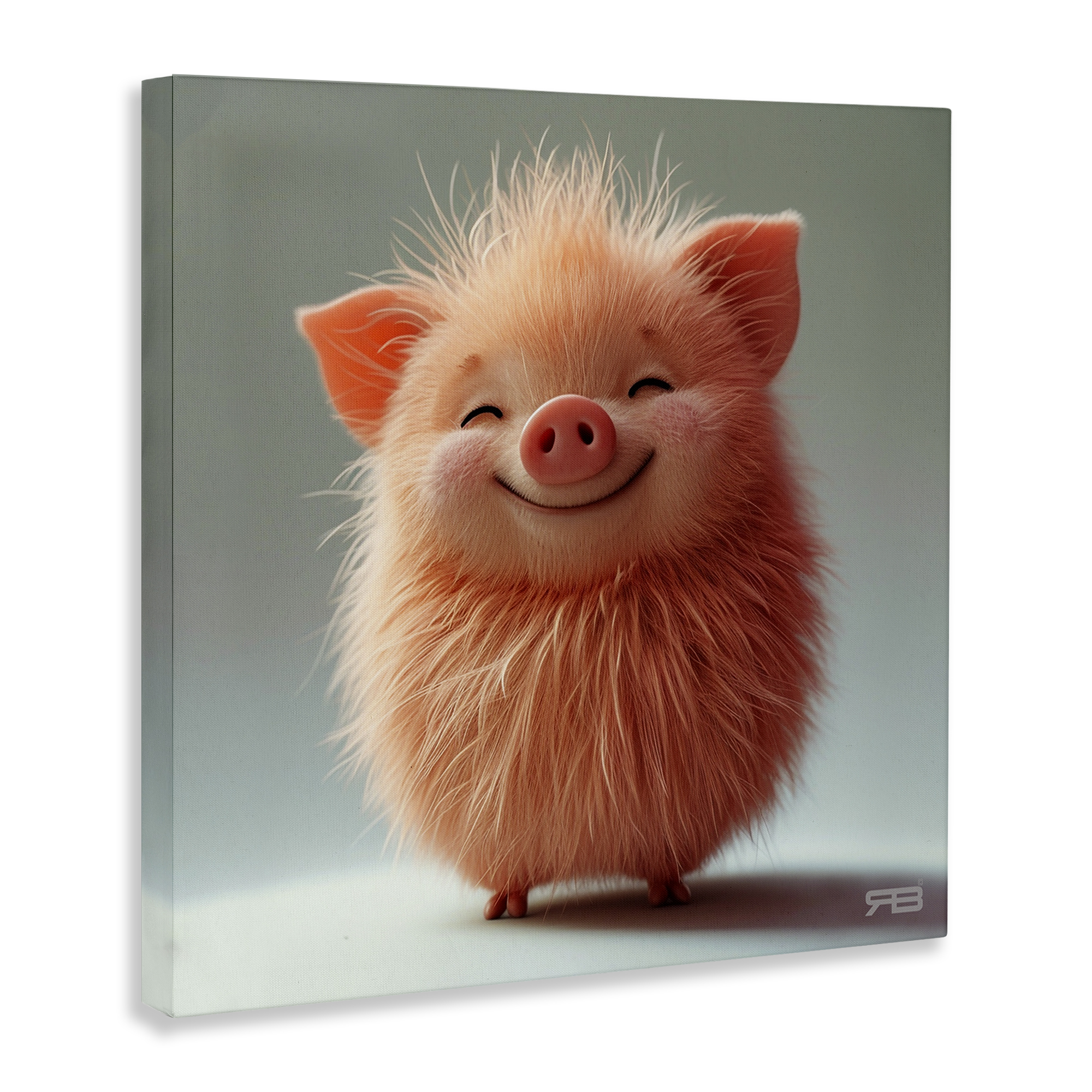 Stupell Industries Smiling Fluffy Piglet Animals Painting Wrapped Canvas Art Print Wall Art, 36 x 36