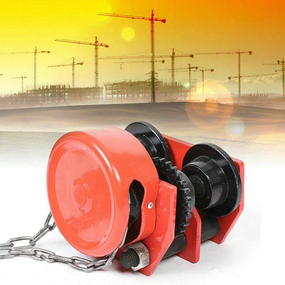 1 Ton Monorail Push Beam Trolley Hoist Winch Crane Lift w/Chain Beams
