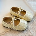 thumbnail image 5 of Viluyesy Girls’ Spring Summer Leather Flat Shoes – Soft Sole Bowknot Pearl Accent Formal Casual Dress Shoes, Breathable Comfortable Design Yellow Size 6.5, 5 of 8