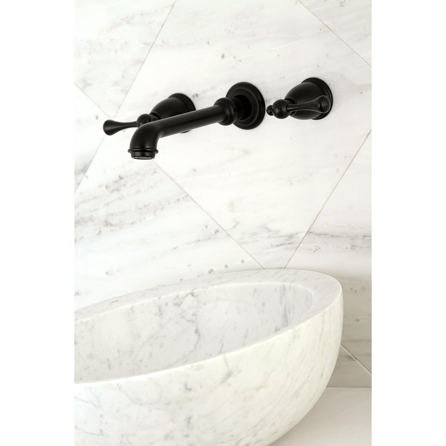 Kingston Brass KS7120BL 8" Center Wall Mount Bathroom Faucet, Matte Black