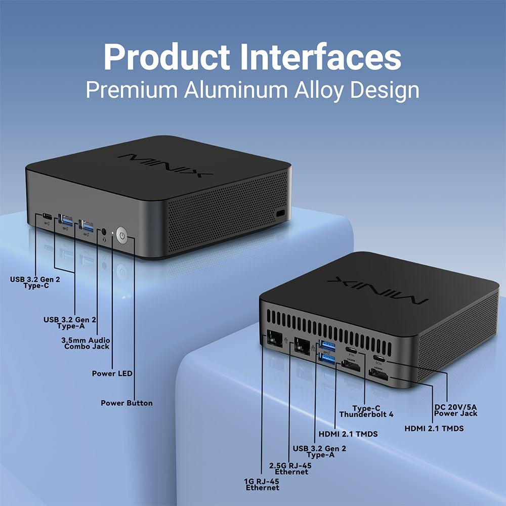 Mini PC – Intel® Core™ i5-12600H Processor, Dual DDR5 Memory, 1TB NVMe SSD, Dual LAN, 8K Display Support, WiFi 6, Thunderbolt 4, Windows 11 Pro MINIX N512