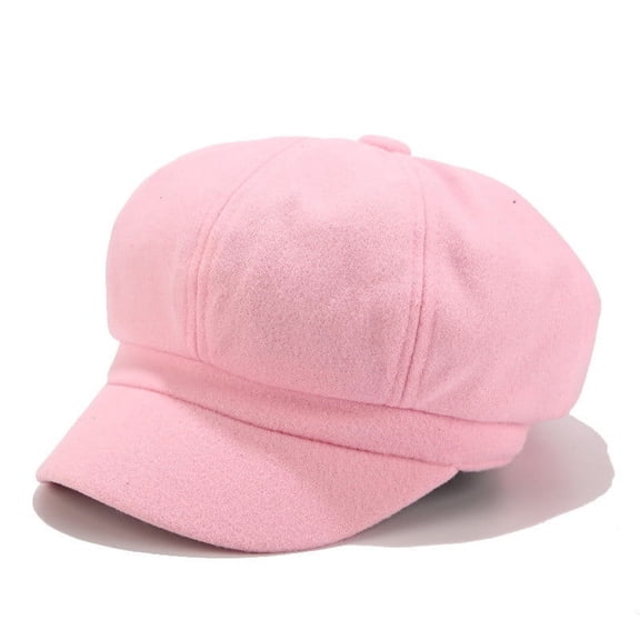Glisme Adult Unisex Hat Solid Hat Painter Beret Winter Newsboy Cap Women Baseball Caps Fashion Head Accessory Pink