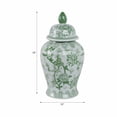 thumbnail image 5 of Contemporary Ceramic Jar for Living Room and Home Decor - Bird and Flower Jar Temple for House Accent or Table Styling - Modern Accent Piece for Room, Bedroom, or Office Display - 19", Green, 5 of 13
